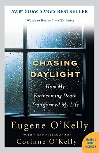 Book cover: "Chasing Daylight" by Eugene O'Kelly, featuring a window with raindrops.
