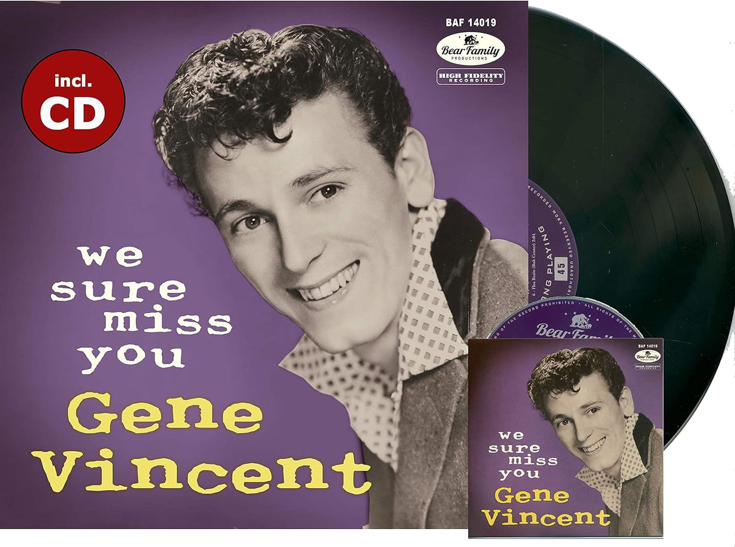 Gene Vincent vinyl record with album cover featuring a portrait.