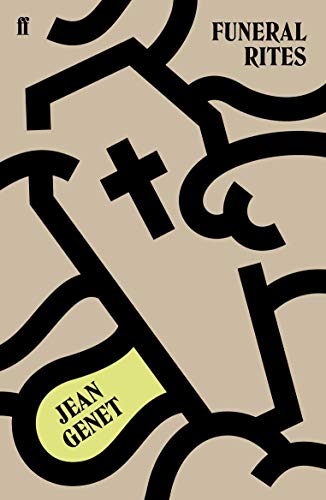 Book cover for "Funeral Rites" by Jean Genet, with abstract black lines.