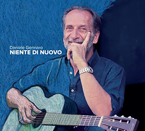 Older man with guitar, painted style, album cover for "Niente Di Nuovo".