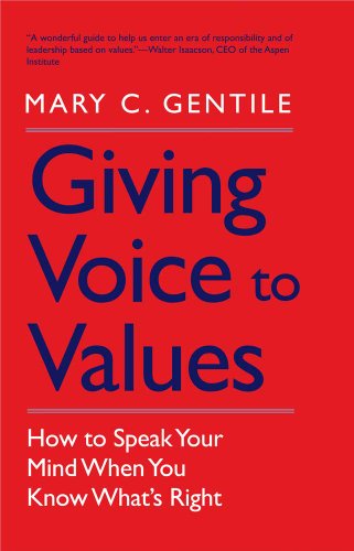 Red book cover with white and blue text: "Giving Voice to Values".
