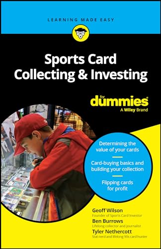 Book cover: "Sports Card Collecting & Investing For Dummies" with a collector.