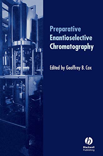 Book cover featuring a chromatography machine and title "Preparative Enantioselective Chromatography.