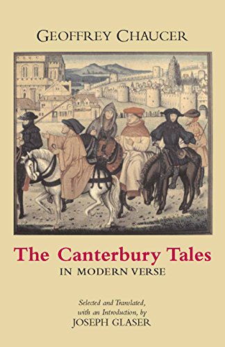 Book cover: "The Canterbury Tales" with a medieval pilgrimage scene.