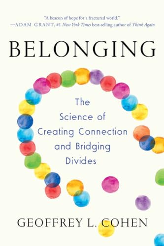 Book cover with colorful circles forming a wreath around the title "Belonging".