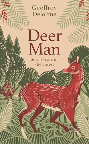 Book cover illustration of a red deer in a forest with a small figure.