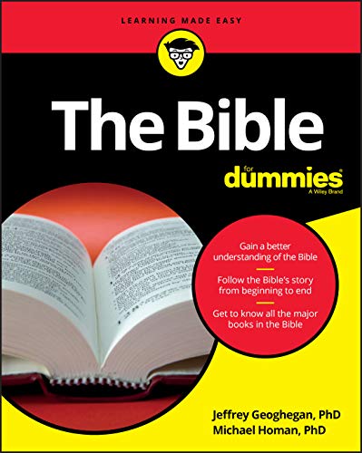 Book cover for "The Bible for Dummies" with an open Bible image.