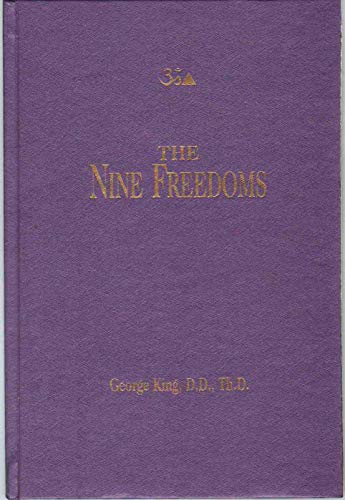 Purple book cover with gold text reading "The Nine Freedoms" and a symbol.