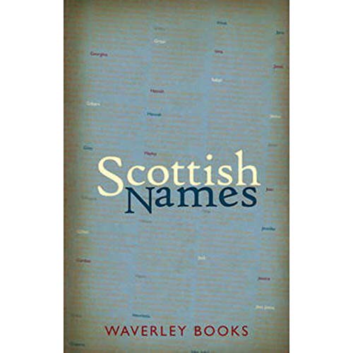 Book cover: "Scottish Names" with a map background and red text below.