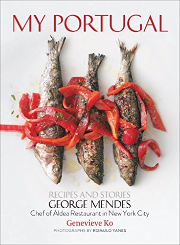 Cookbook cover featuring grilled sardines with red peppers, titled "My Portugal.