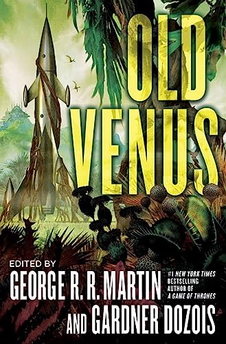 Retro sci-fi book cover: rocket, jungle, and large yellow title "Old Venus".