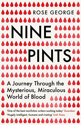 Book cover with red blood drop pattern and bold black text.