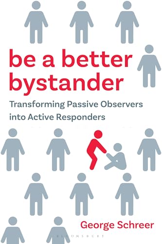 Book cover showing a red figure helping a grey figure among many grey bystanders.