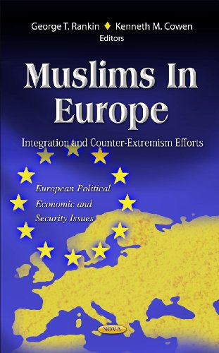 Book cover: "Muslims in Europe" with map of Europe and stars.