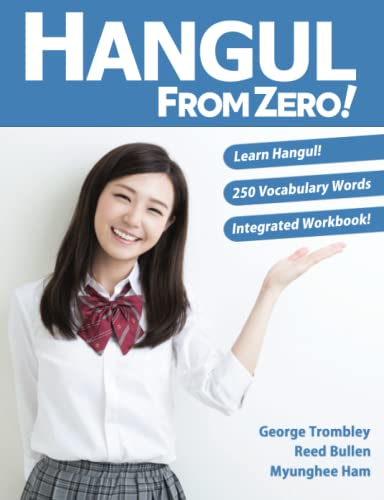 Book cover featuring a young woman and the title “Hangul From Zero!”