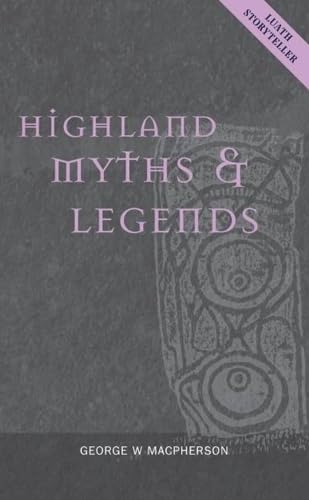 Book cover: "Highland Myths and Legends" with Celtic knot design.