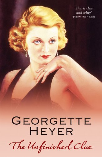 Book cover: portrait of a woman with red hair, title "The Unfinished Clue".