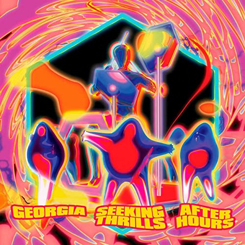 Album cover for Georgia’s “Seeking Thrills After Hours” with abstract, colorful art.