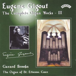 CD cover featuring Eugene Gigout, a pipe organ, and text on a green background.