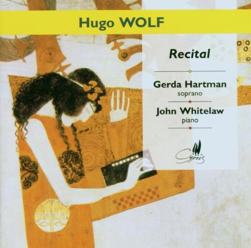 "CD cover featuring abstract artwork and text: 'Hugo Wolf Recital' with artist names."