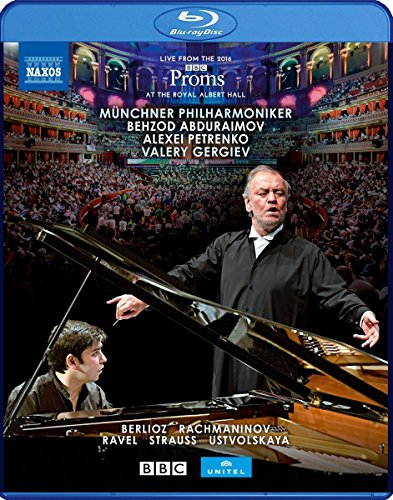 "Blu-ray case cover showing conductor Valery Gergiev and pianist at the Royal Albert Hall."