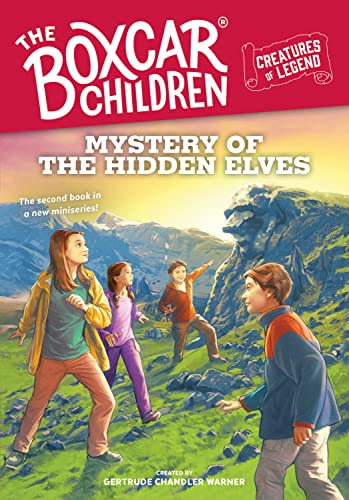 Book cover: The Boxcar Children investigate with a mountain backdrop.