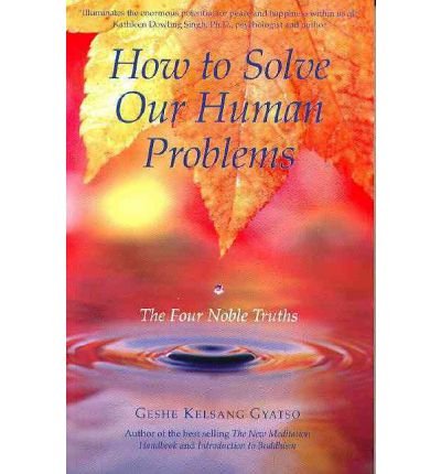 Book cover with leaf image, title “How to Solve Our Human Problems.”