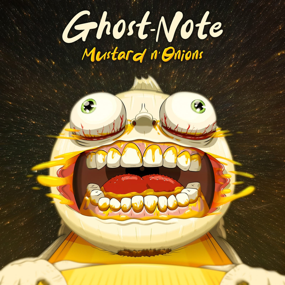 Album cover: Cartoon onion face with large eyes and open mouth.