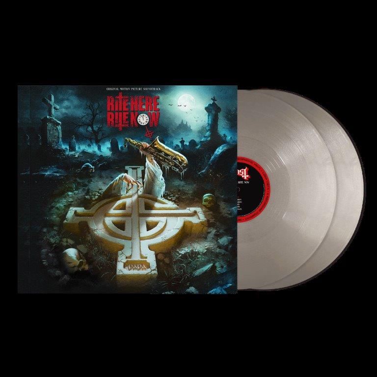 Ghost’s “Rite Here Rite Now” vinyl record with graveyard cover art.
