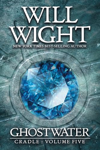 Book cover: "Ghostwater" featuring a large, faceted blue gem.