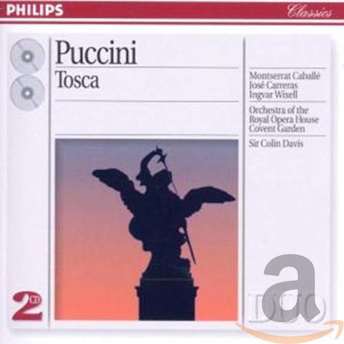 Puccini’s “Tosca” CD cover featuring a silhouetted figure with outstretched arms.