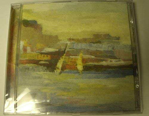 CD case with abstract, colorful painting of a coastal scene.