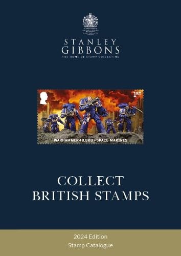 2024 British stamp catalogue cover featuring Warhammer 40,000 Space Marines.