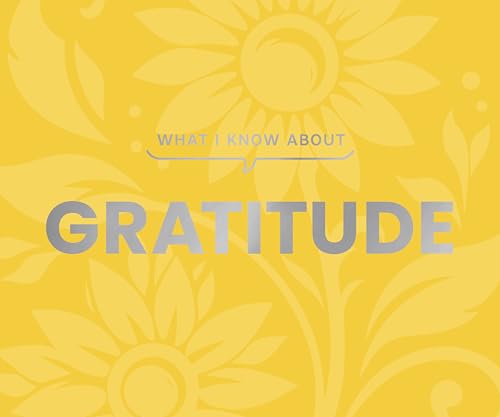 Book cover with yellow floral background and large blue text: "Gratitude".