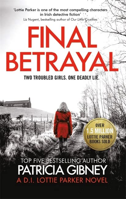 Book cover: woman in red walking away down a rural lane.