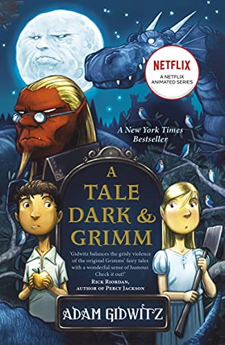 Book cover: children with axe, dragon, and a large, looming face in moonlight.