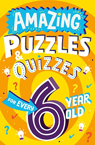 Book cover with large purple “6” and colorful text: “Amazing Puzzles & Quizzes”.