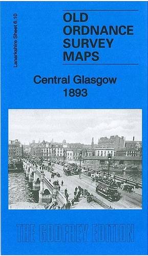 Old map of central Glasgow, Lanarkshire, Scotland, from 1893, in muted colors and detailed illustration.