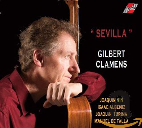 CD cover featuring cellist Gilbert Clamens, titled “Sévilla” in white text.