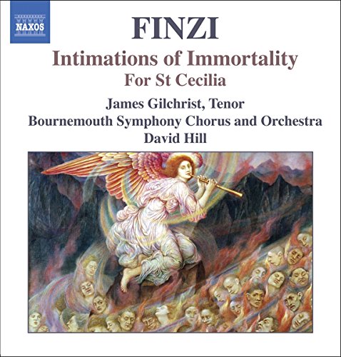 CD cover featuring text by Finzi and a painting of an angel playing flute.
