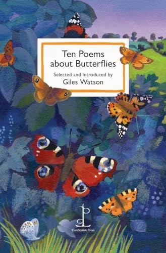 Book cover titled Ten Poems about Butterflies featuring various colorful butterflies on a blue background.