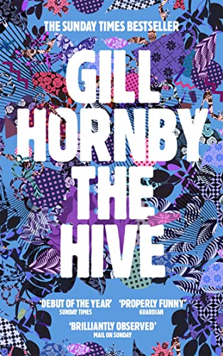 Book cover for "The Hive" by Gill Hornby with floral blue pattern.