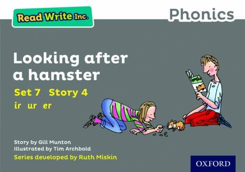 Book cover: children with a hamster, text "Looking after a hamster".