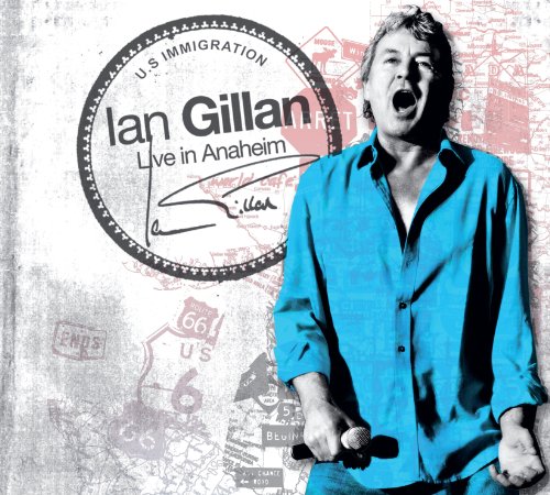 Ian Gillan album cover: singer with microphone, map background.