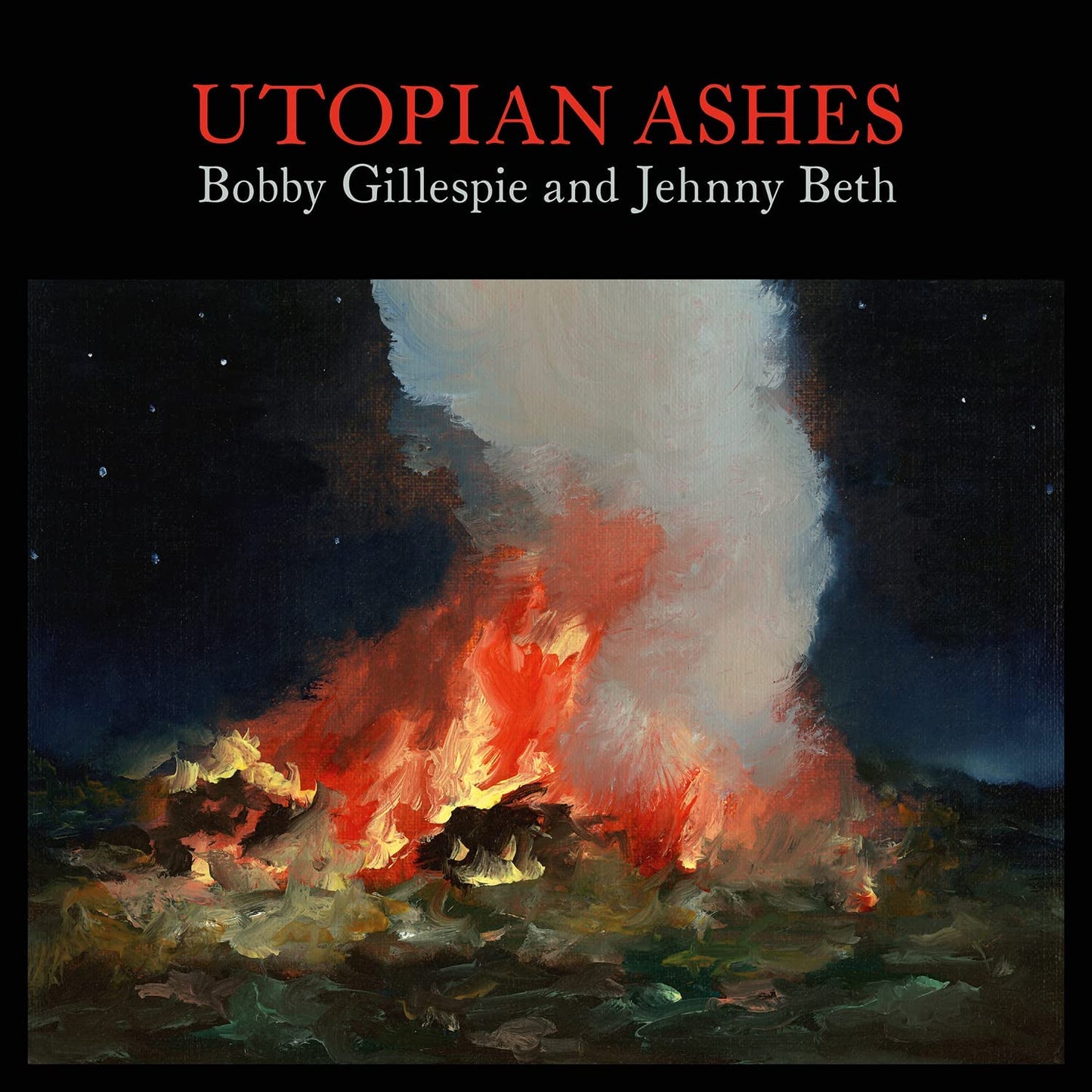 CD cover: painting of a bonfire against a dark, starry sky.
