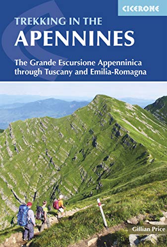 Book cover depicting hikers on a mountain trail in the Apennines.