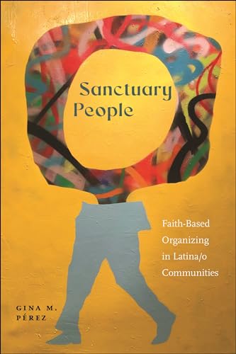 Book cover: “Sanctuary People” with abstract art and a silhouetted figure.