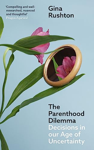 Book cover with pink lilies reflected in a handheld mirror.