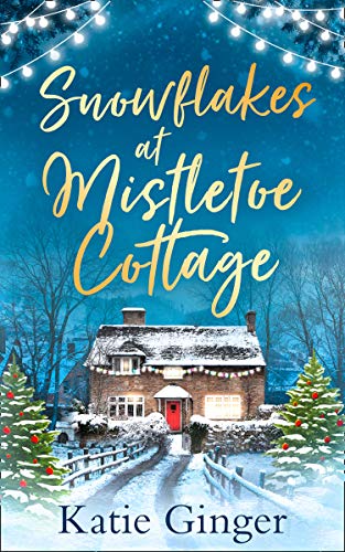 Book cover depicting a snowy cottage with trees and festive lights.