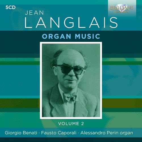 CD cover featuring portrait of Jean Langlais, organ music volume 2.